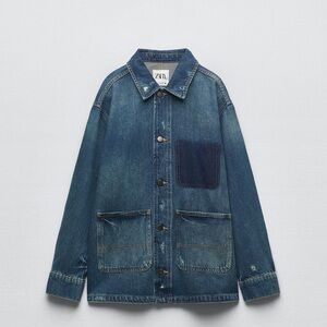 Pocket denim oversized shirt